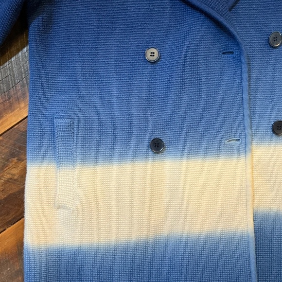 Tory Burch Ombre Gradient Double Breasted Wool Jacket Blue White Size M - Picture 7 of 14